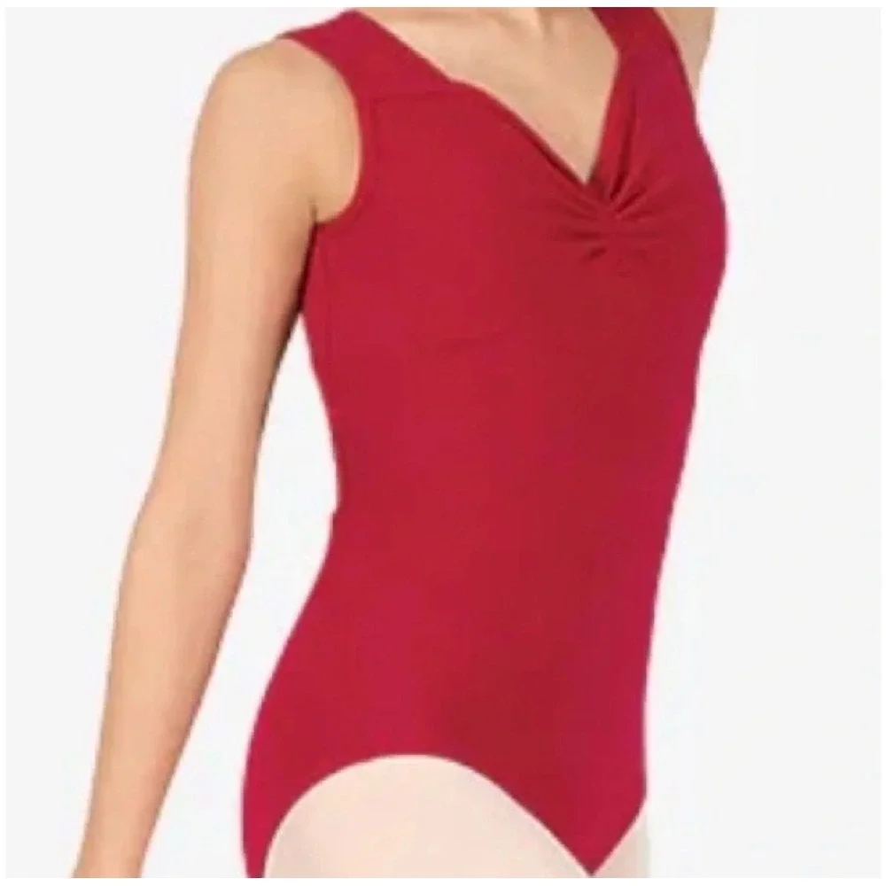 CL Theatricals Red Black Cross Back Tank Leotard Youth LC New
